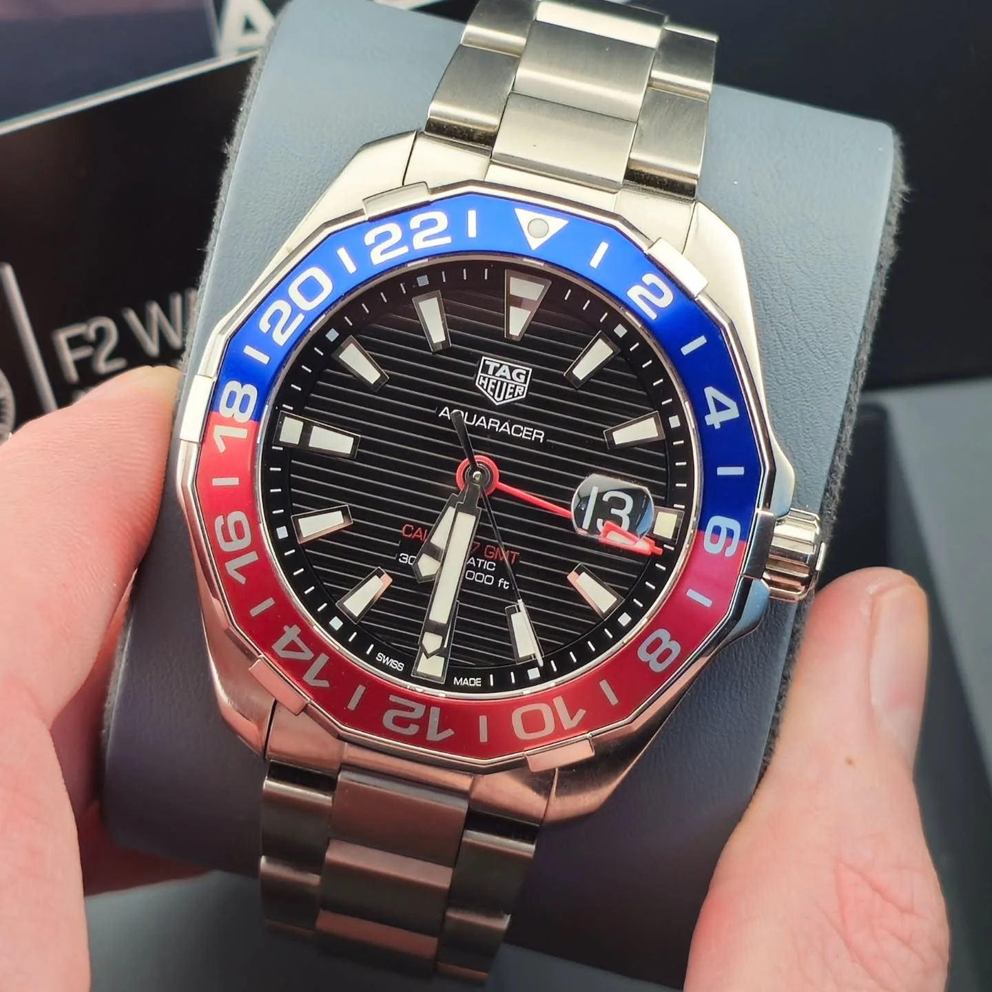 🔥🔥🔥 FOR SALE 🔥🔥🔥 

This 2019 TAG Heuer Aquaracer &lsquo;Pepsi&rsquo; Calibre 7 GMT (43mm), reference WAY201F.BA0927, comes as a full set and is in excellent condition following a recent full refurbishment. Now discontinued and with an original 