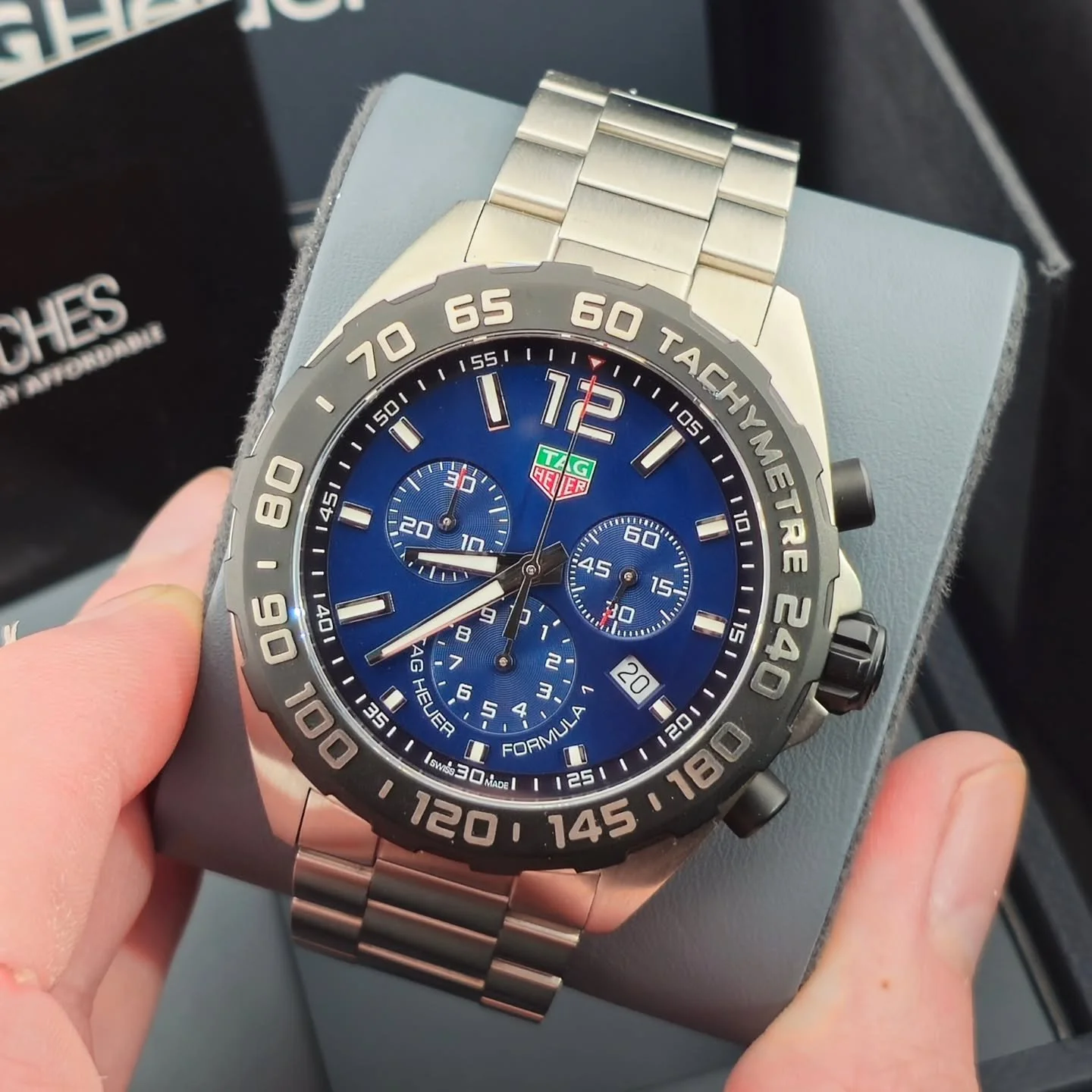 🔥🔥🔥 SOURCED FOR CLIENT 🔥🔥🔥 

Sourced for a client, this 2025 TAG Heuer Formula 1 Chronograph Blue Dial (43mm), reference CAZ101AV.BA0842, is a full set in excellent all-round condition. Dated April 2025, it still benefits from the TAG Heuer man