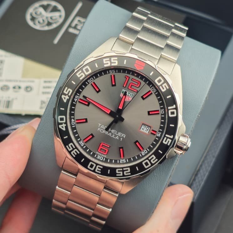 2020 TAG Heuer Formula 1 Date with Red on Grey Dial and Black Bezel (WAZ1018.BA0842)