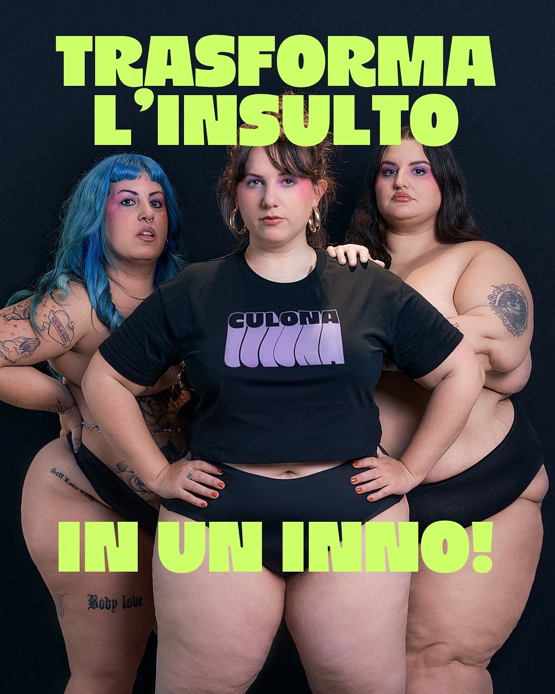 Culona &egrave;: 
- un progetto che balla contro la discriminazione
- una rete di sorellanza 
- un abbraccio per tutti i corpi 
- magliette che creano pretesti di conversazione e molto altro. 

Se non ci conosci gi&agrave;, ti raccontiamo chi siamo. 