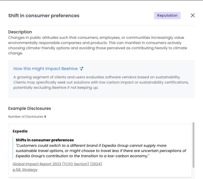 Example of Beehive's AI Generated Risk from Risk Assessment Module