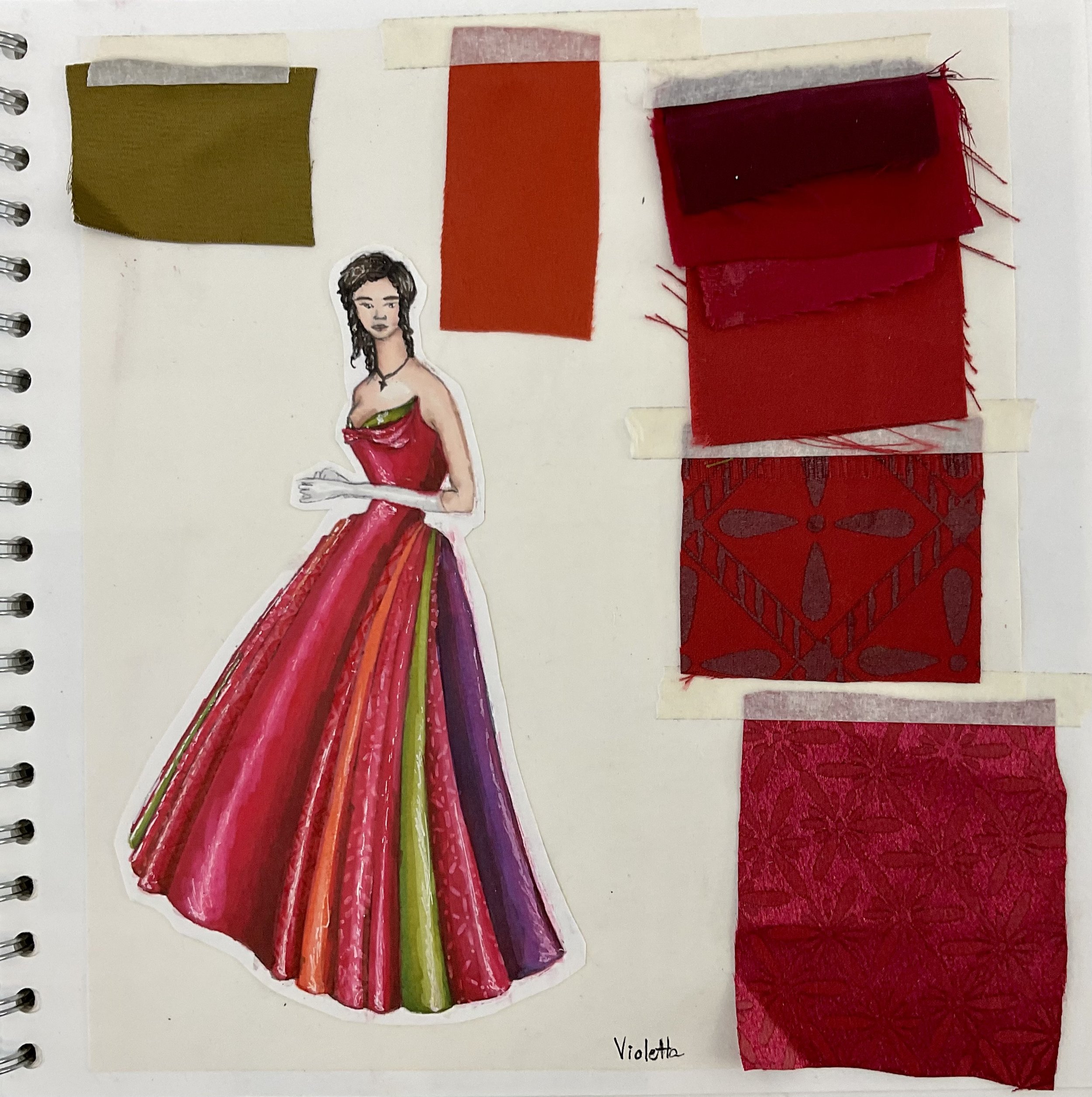 La traviata, Sketch and fabric swatches