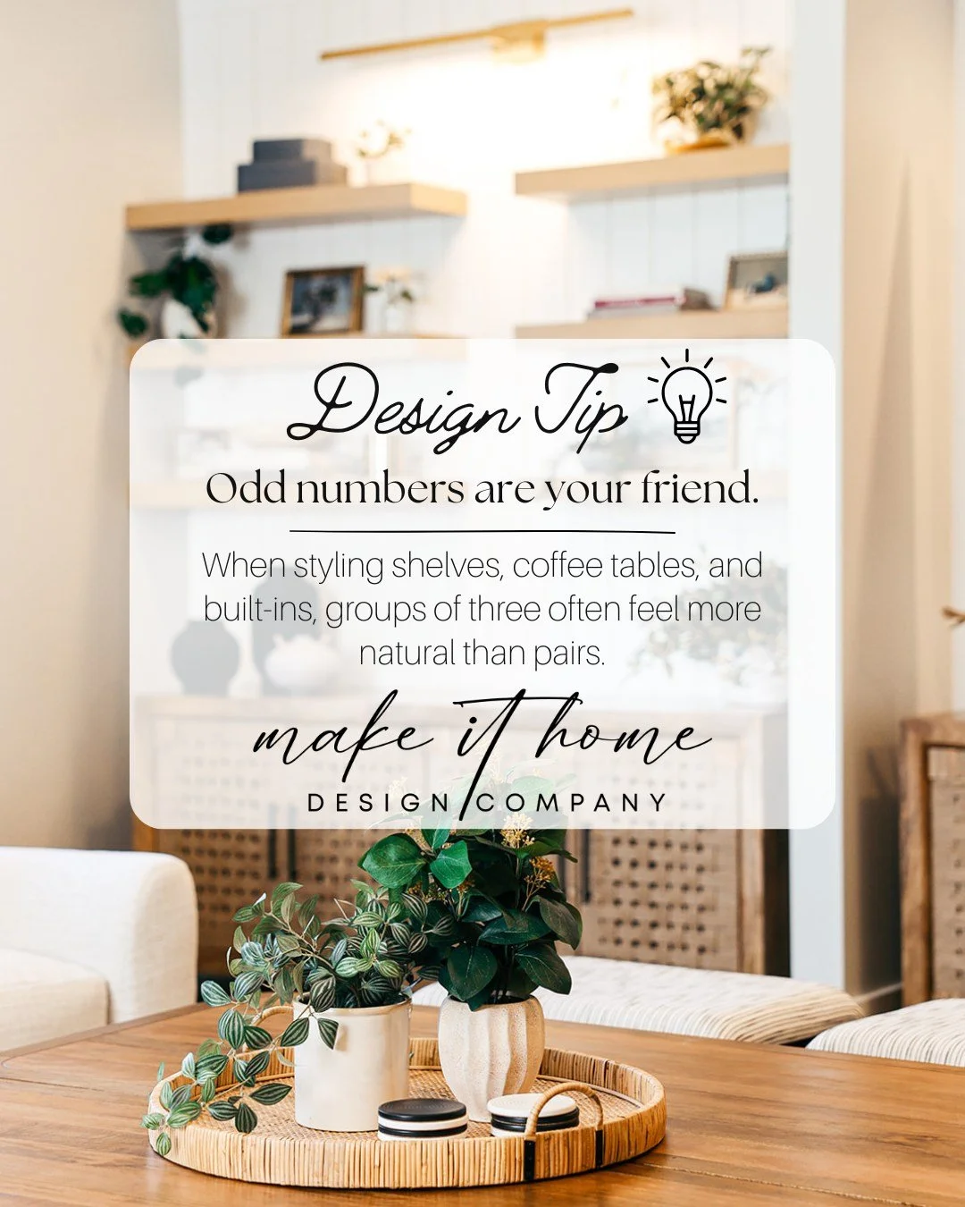 Ever wonder why some shelves and styled surfaces just look right? ✨

One simple trick designers often use is styling with odd numbers. Groups of three or five tend to feel more natural and visually interesting than perfectly matched pairs.

The key i