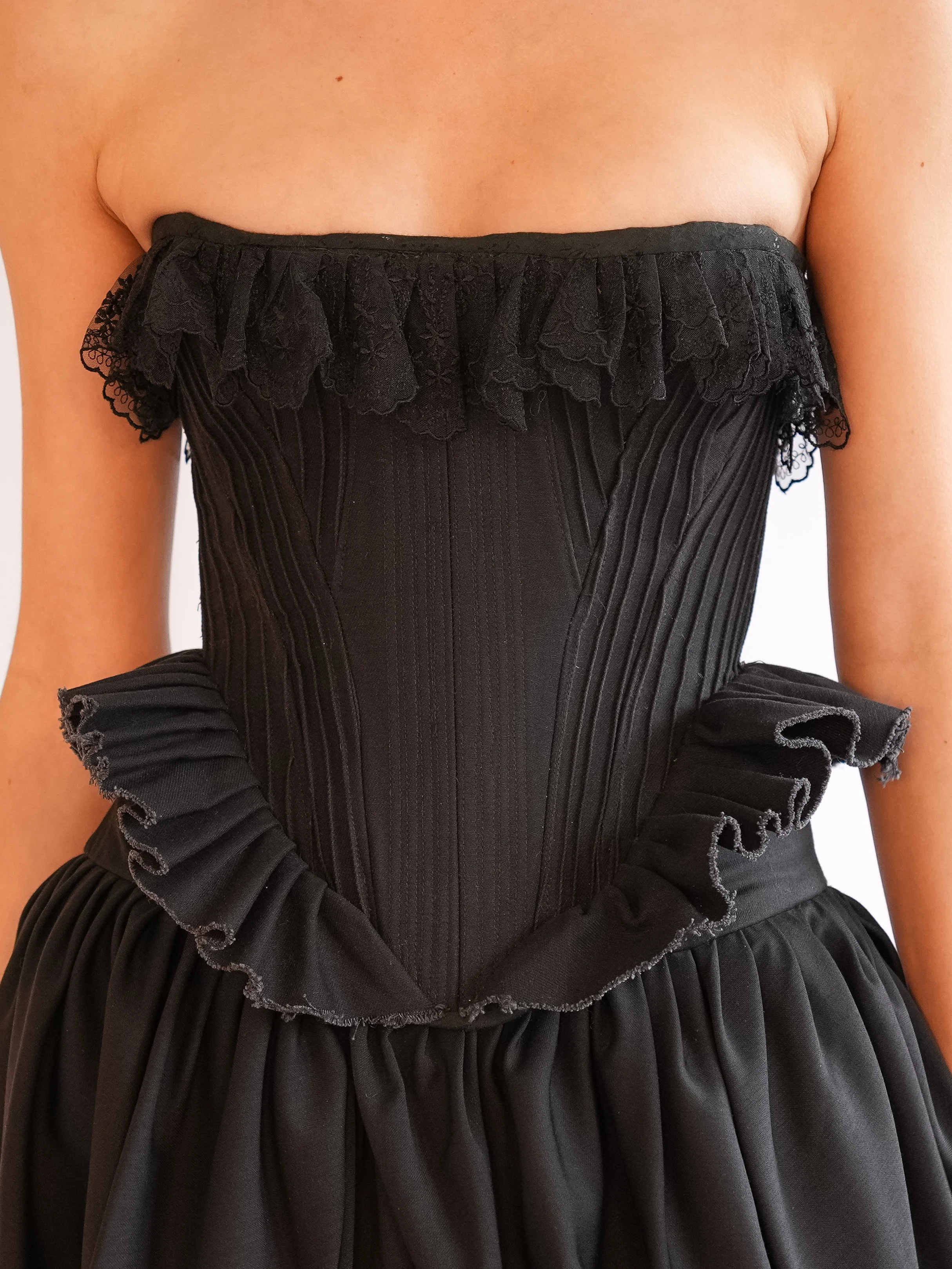 River Denim Pin-Tucked Corset