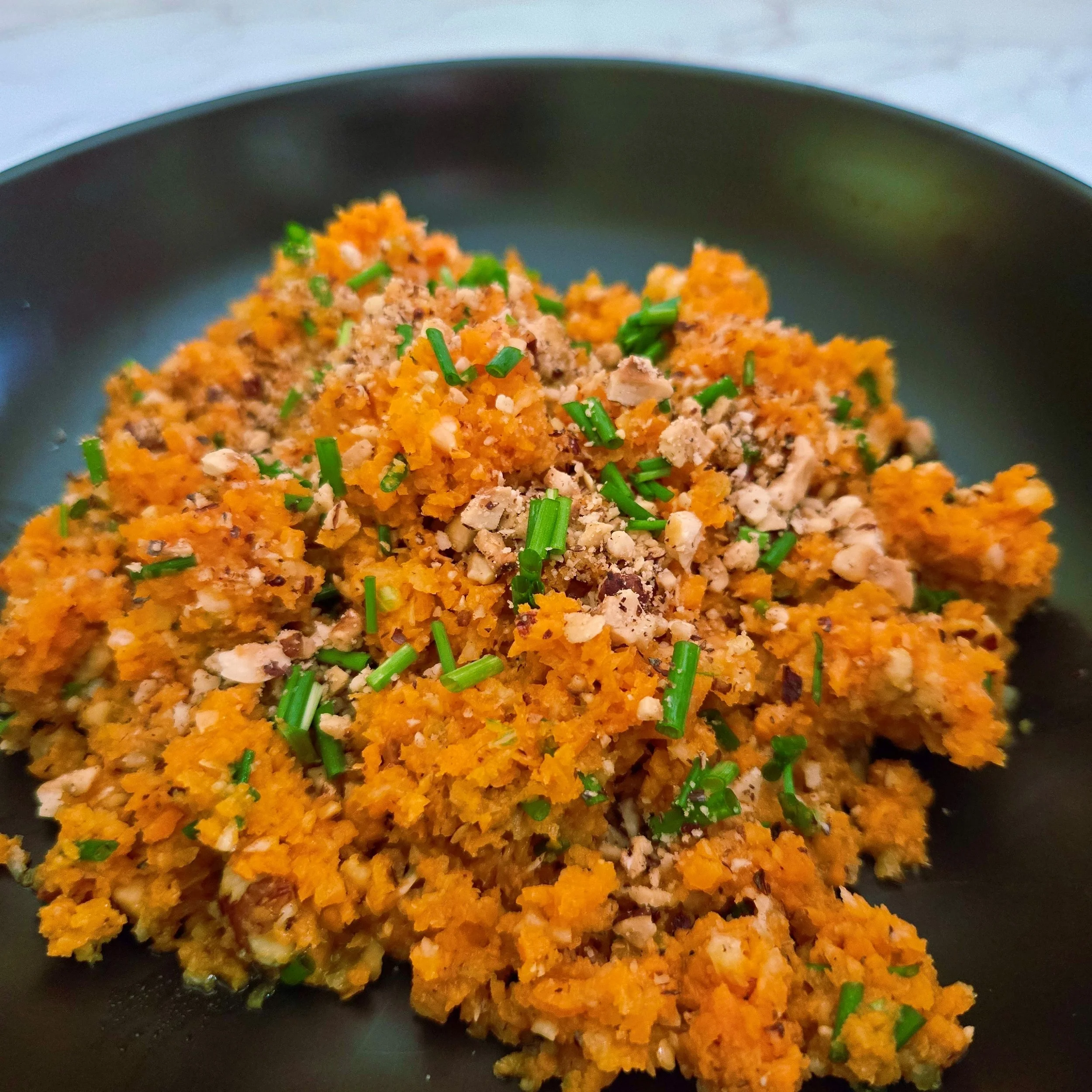 Chopped Carrot Salad with Fennel, Orange and Hazelnuts