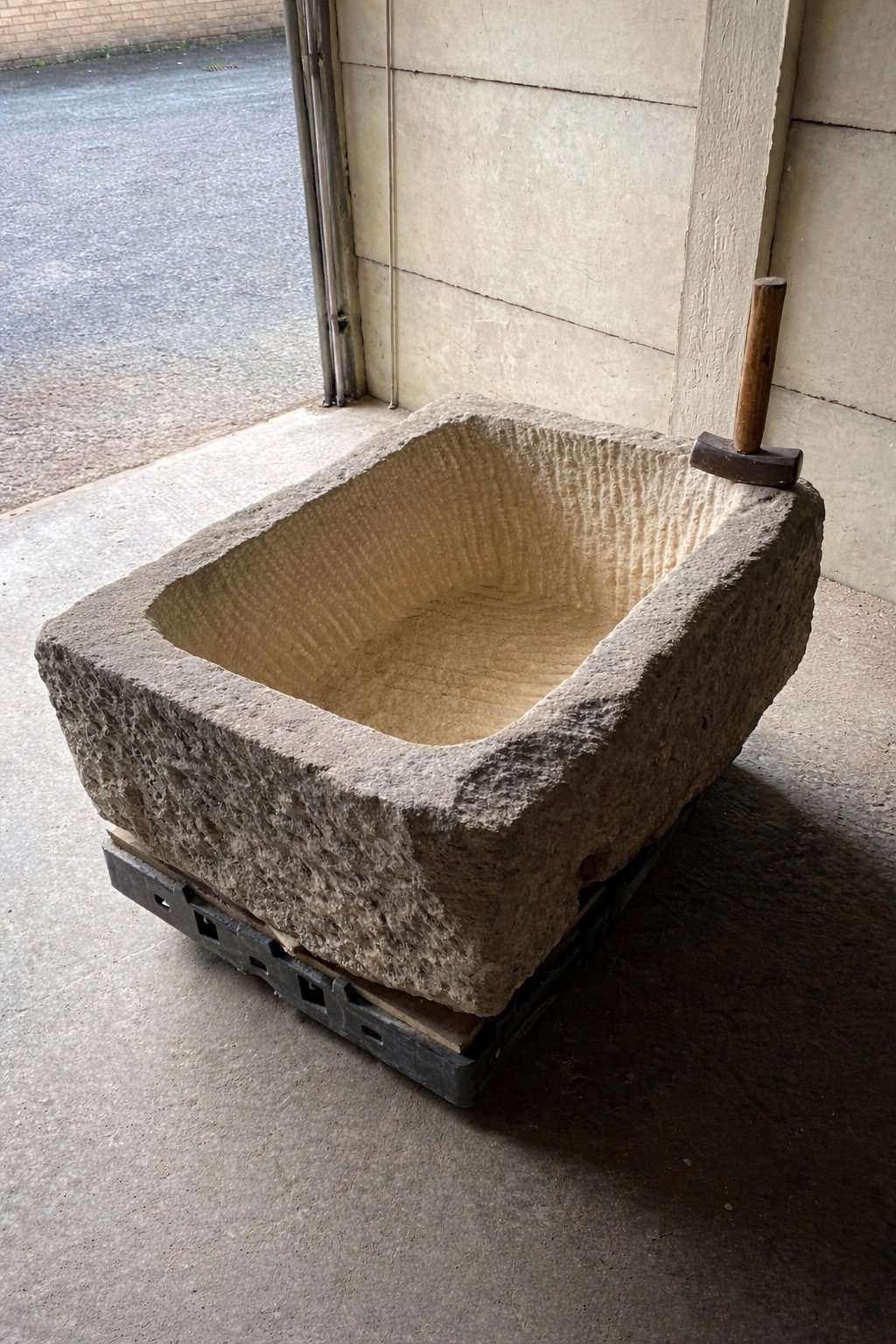 Traditional hand carved stone trough