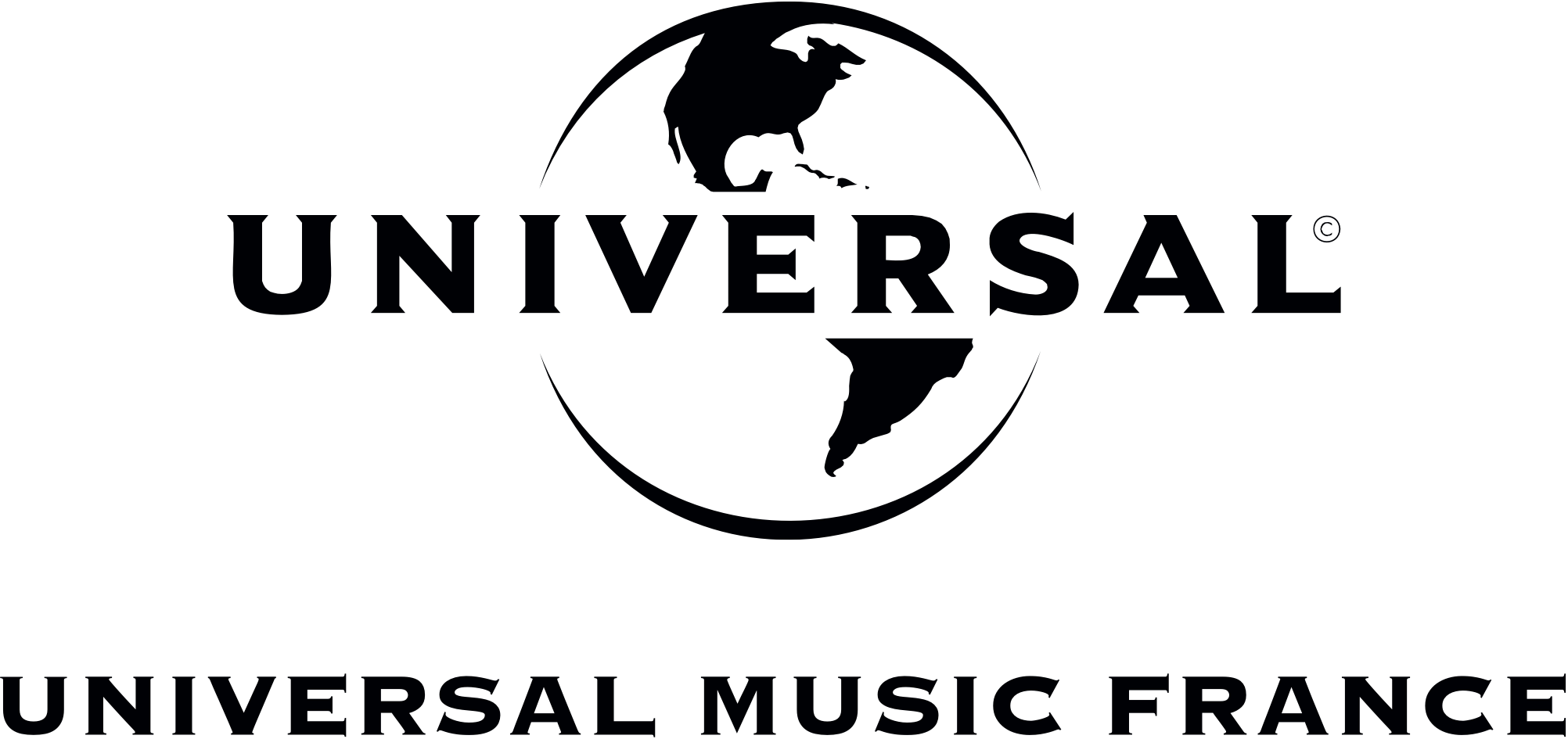 Logo de la société Universal Music Group, représentant une planète Terre stylisée en noir, accompagnée du texte 'UNIVERSAL' en dessous.