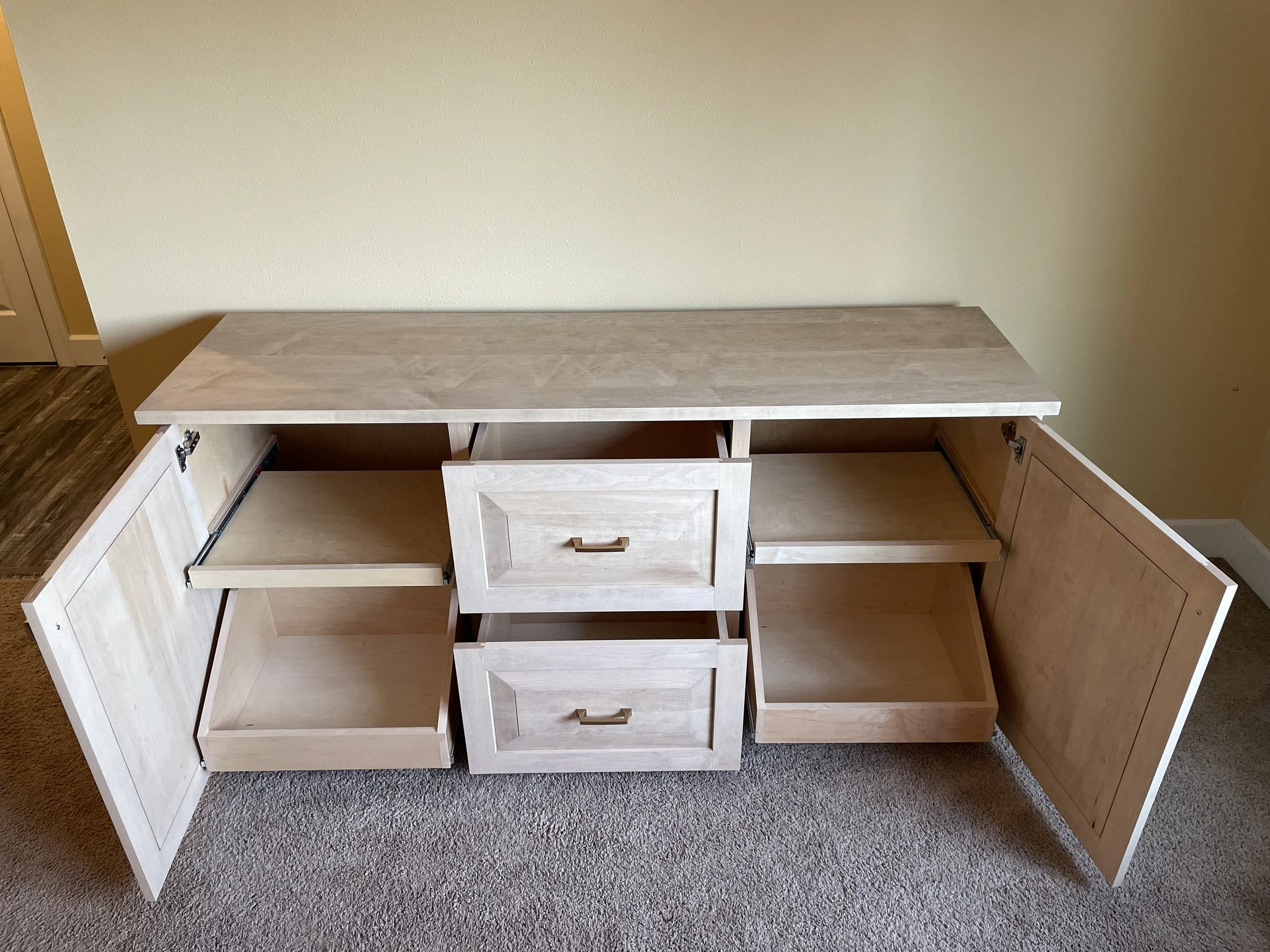 Custom maple cabinet/console built in Bend, Oregon