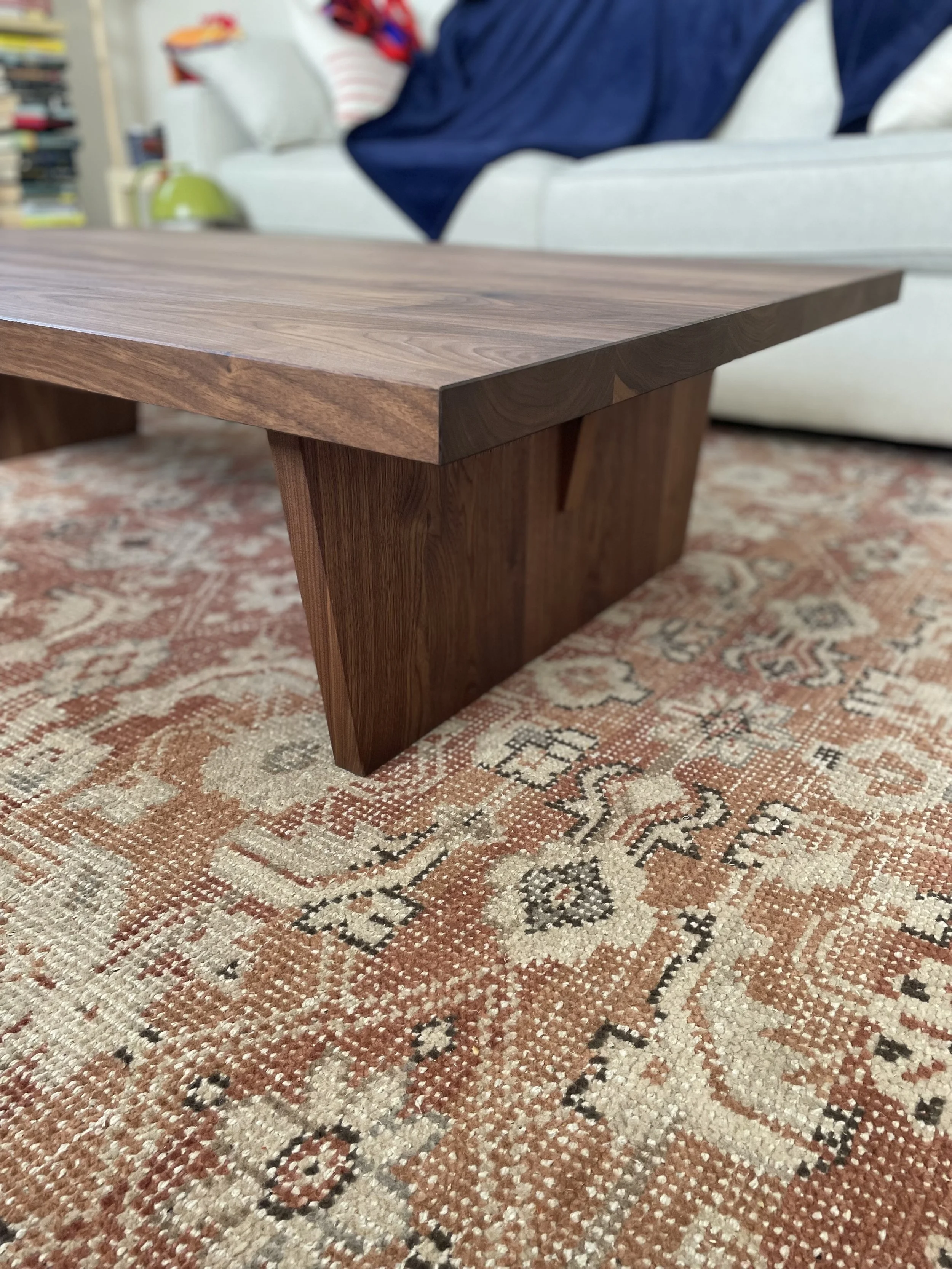 Custom black walnut coffee table built in Bend, Oregon