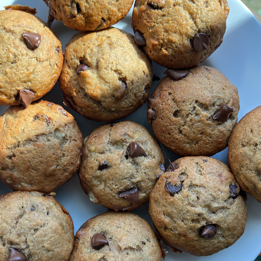 Whole Wheat Banana Chocolate Chip Muffins