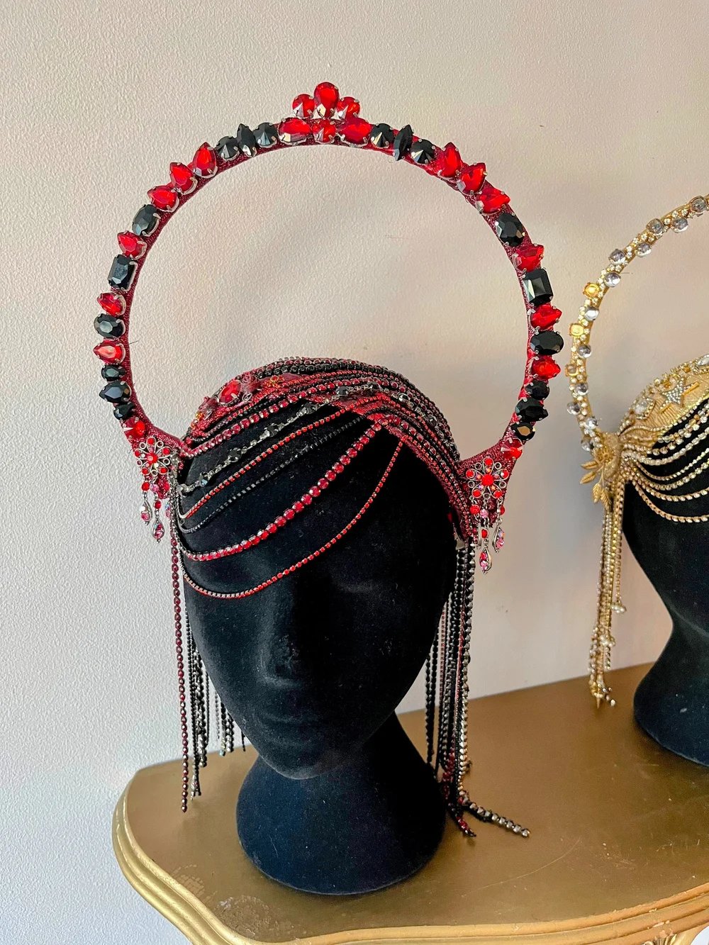 halo crown headpiece red black celestial goddess headdress  display picture 1