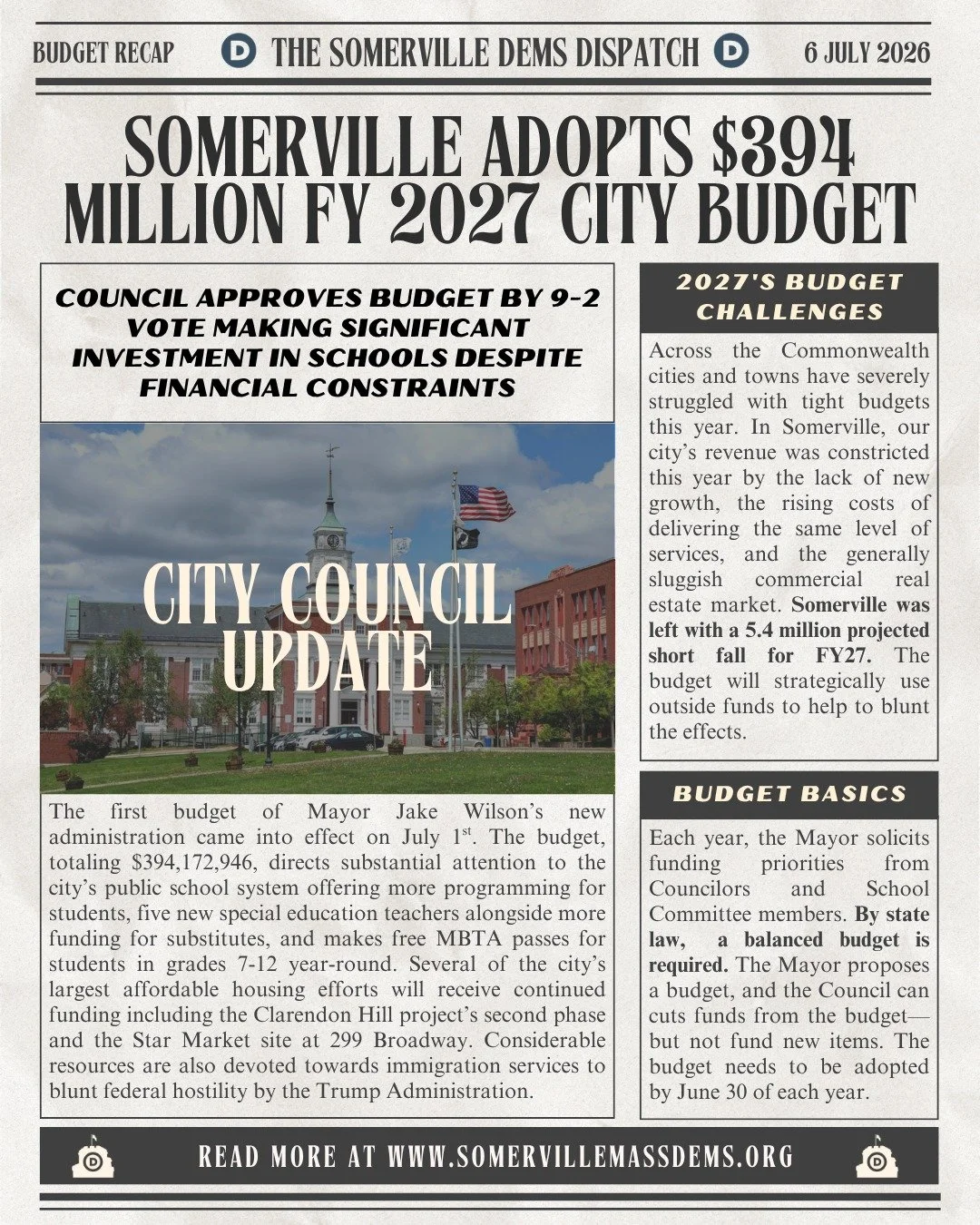 The latest edition of our new Somerville Dems Dispatch is out now!