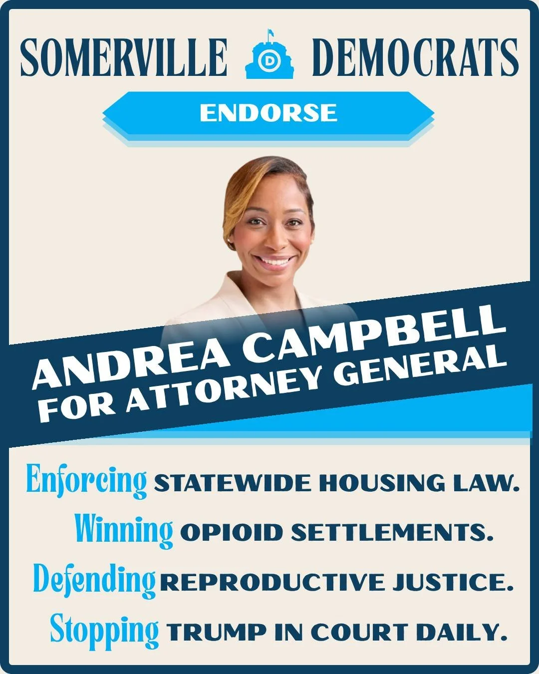 AG Campbell is enforcing the law to make MA more affordable, defending reproductive justice, getting rideshare drivers the benefits they deserve, and constantly stopping Trump's illegal acts in the courts. That's our AG, and we're so proud to support