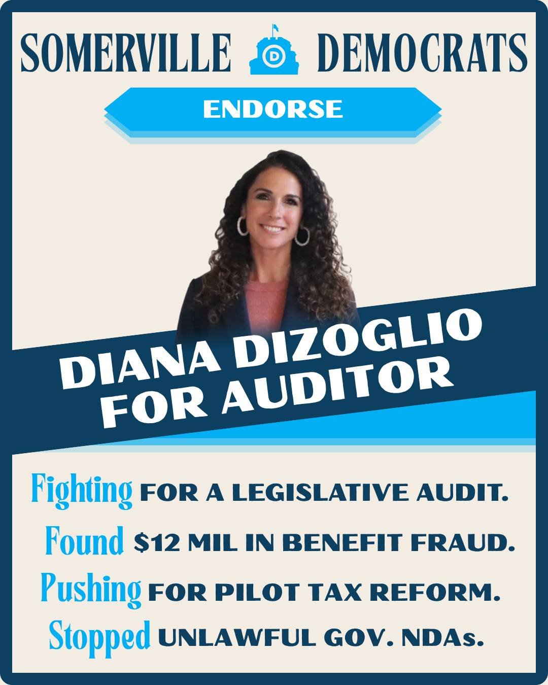 Somerville Dems know we need PILOT reform to ensure city's get their fare share, that tax-payer funded NDAs are wrong, that theft of money from those who need is the most must be stopped, and that our legislature needs to be held accountable and audi