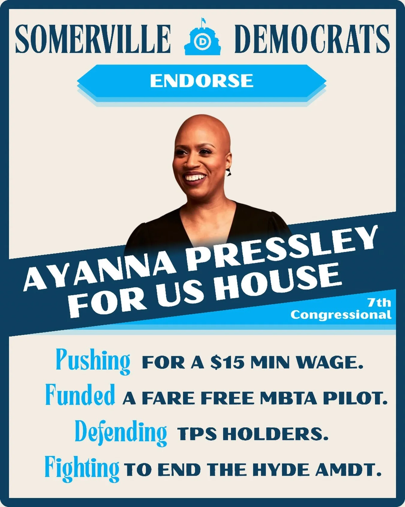 There&rsquo;s rarely good news coming out of Washington DC these days, but when it is, it&rsquo;s often because of Ayanna Presley. We&rsquo;re grateful to our congresswoman for her determination and fearlessness in Congress. We&rsquo;re proud to endo
