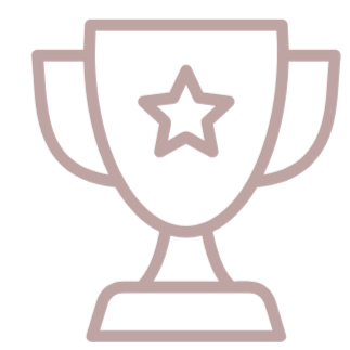 Line drawing of a trophy with a star in the center to showcase marketing awards.