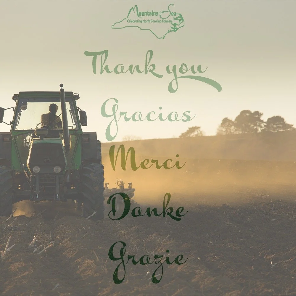 However you say thank you, let's show our farmers some appreciation. Leave a not of gratitude for them here. Goodness knows they need  the encouragement!
#ncfarmersappreciationday 

Don't forget, NC Farmers Appreciation Day is Nov 6th!