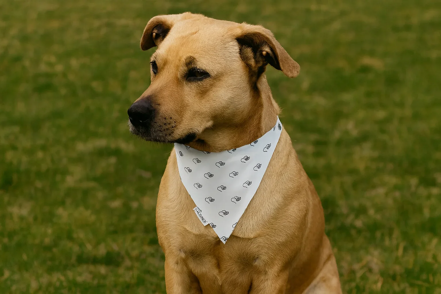 Dog wearing Liebling bandana