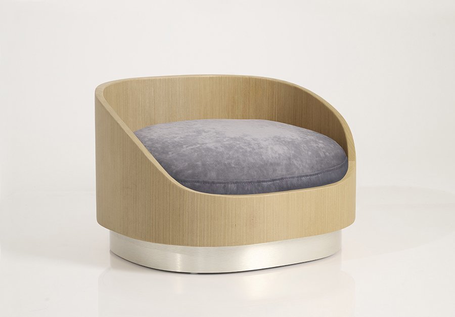 Liebling_warm maple frame_brushed nickel base_slate gray cushion.jpg