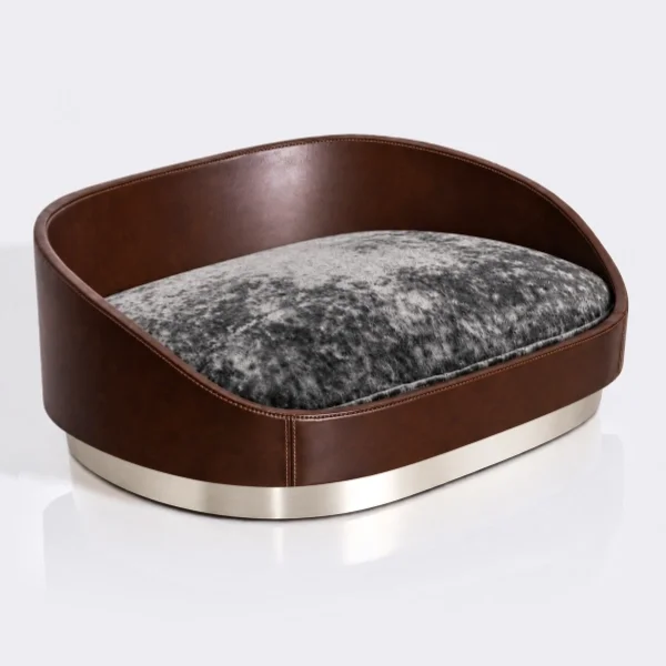 Espresso Leather Luxury Dog Bed