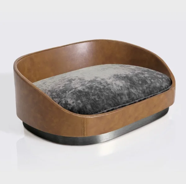 Cognac Leather Luxury Dog Bed