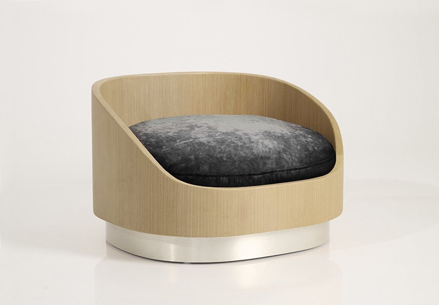 Liebling_warm maple frame_brushed nickel base_charcoal cushion.jpg