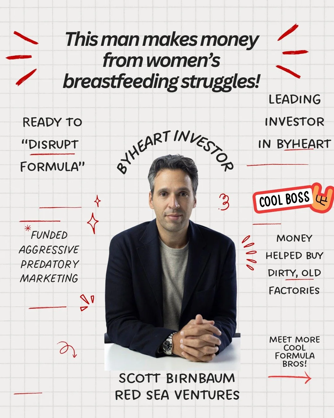 What cool finance bros!! These are the names and faces that get rich every time a woman reaches for a ByHeart can.

These are the guys who pour millions into aggressive marketing campaigns aimed at new moms. Campaigns that are still up and running de