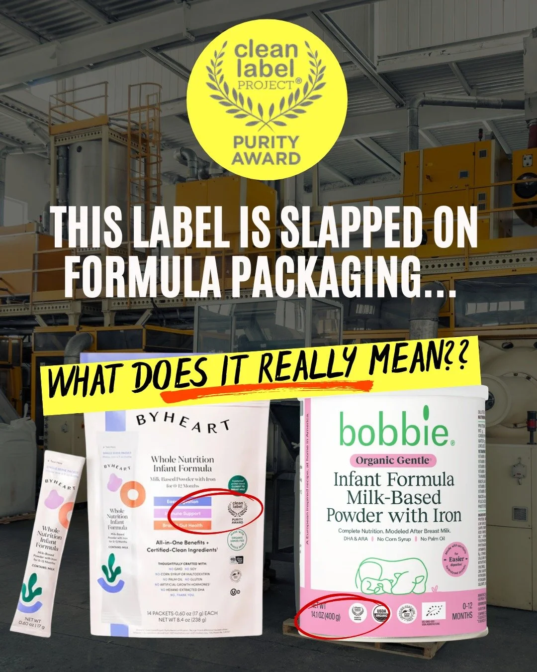 Don't be fooled. The 'Purity Award' from the Clean Label Project does NOTHING to protect parents from the horror of their babies getting sick from tainted formula. 

Formula companies PAY to have this sticker slapped on their packaging by having a th