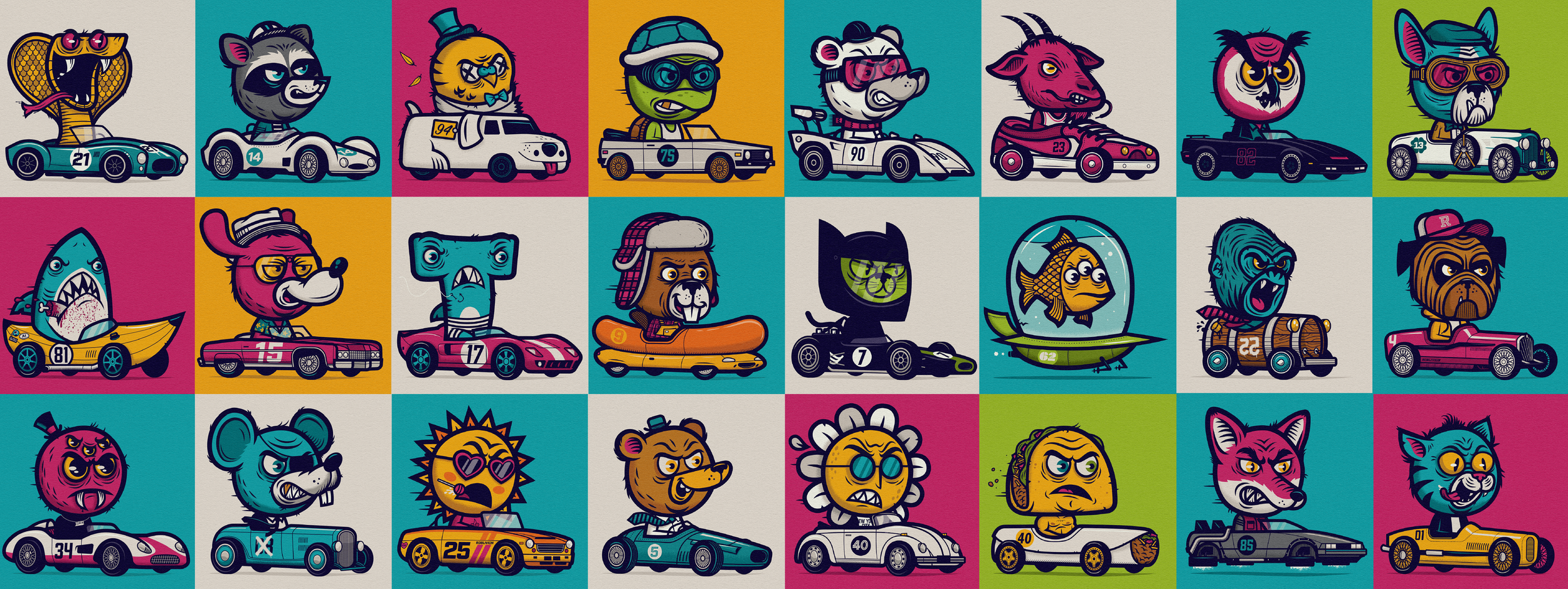 Road Ragers character illustration series by Rob Warnick