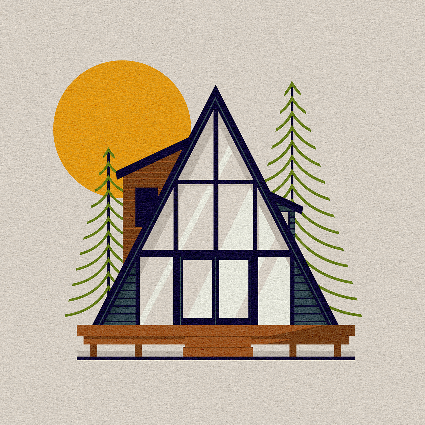 Aframe cabin illustration series by Rob Warnick