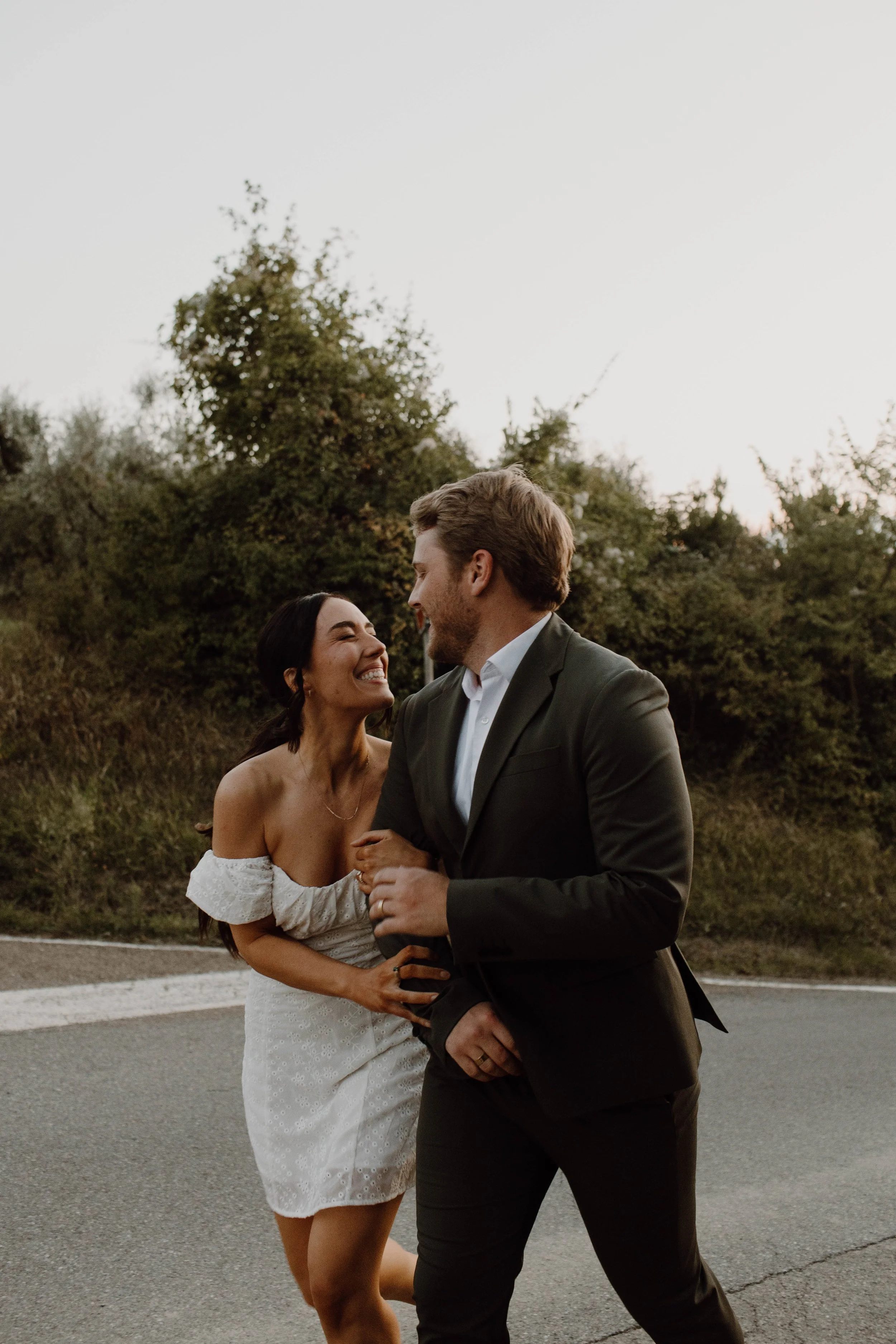 Running down the streets of Italy - intimate wedding celebration in Florence, Italy.
