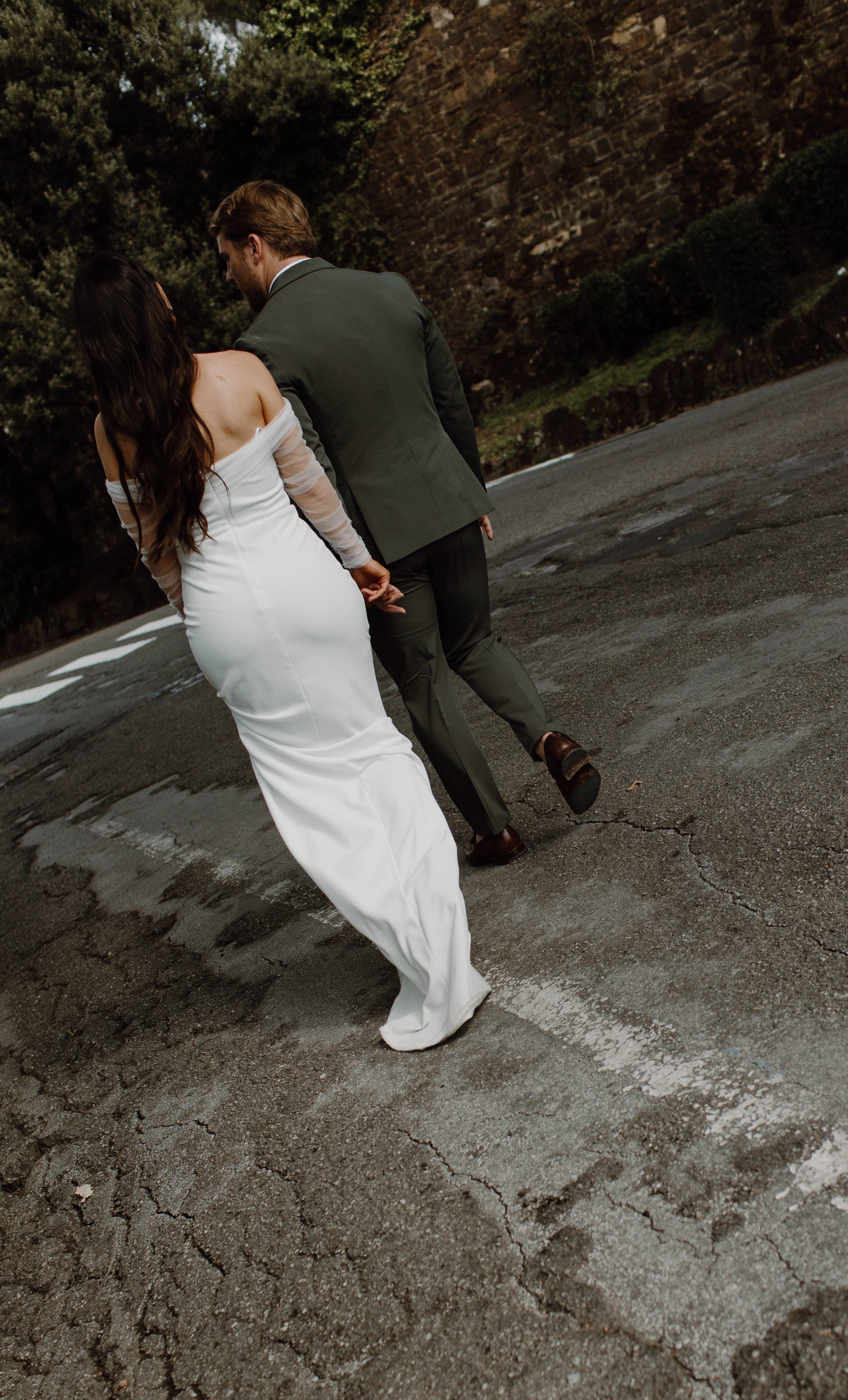 An Italian bride and groom - the sweet in-between moments in Florence, Italy - documentary style photography.