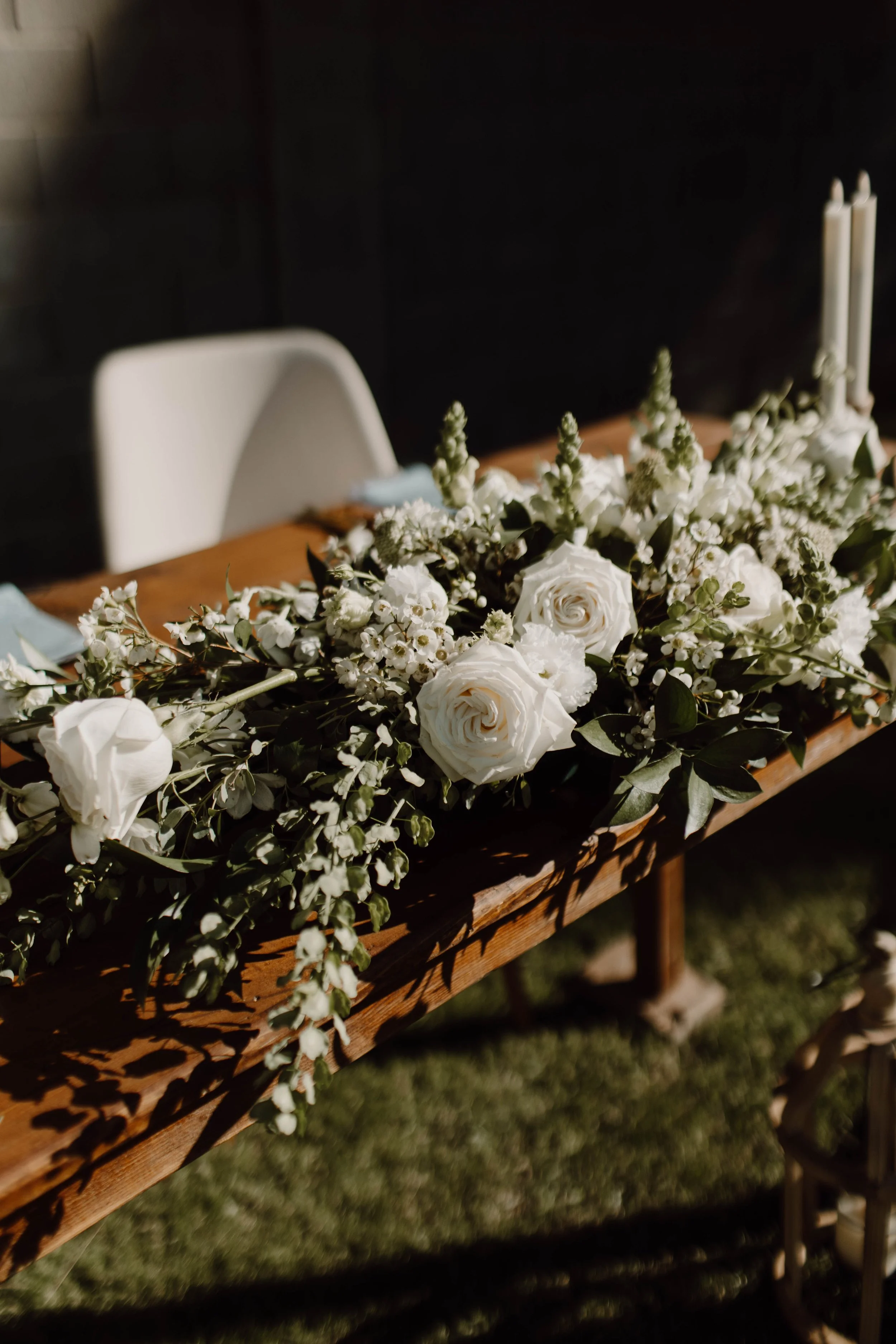 Table scape - elegantly clean, minimal and white wedding table scape.