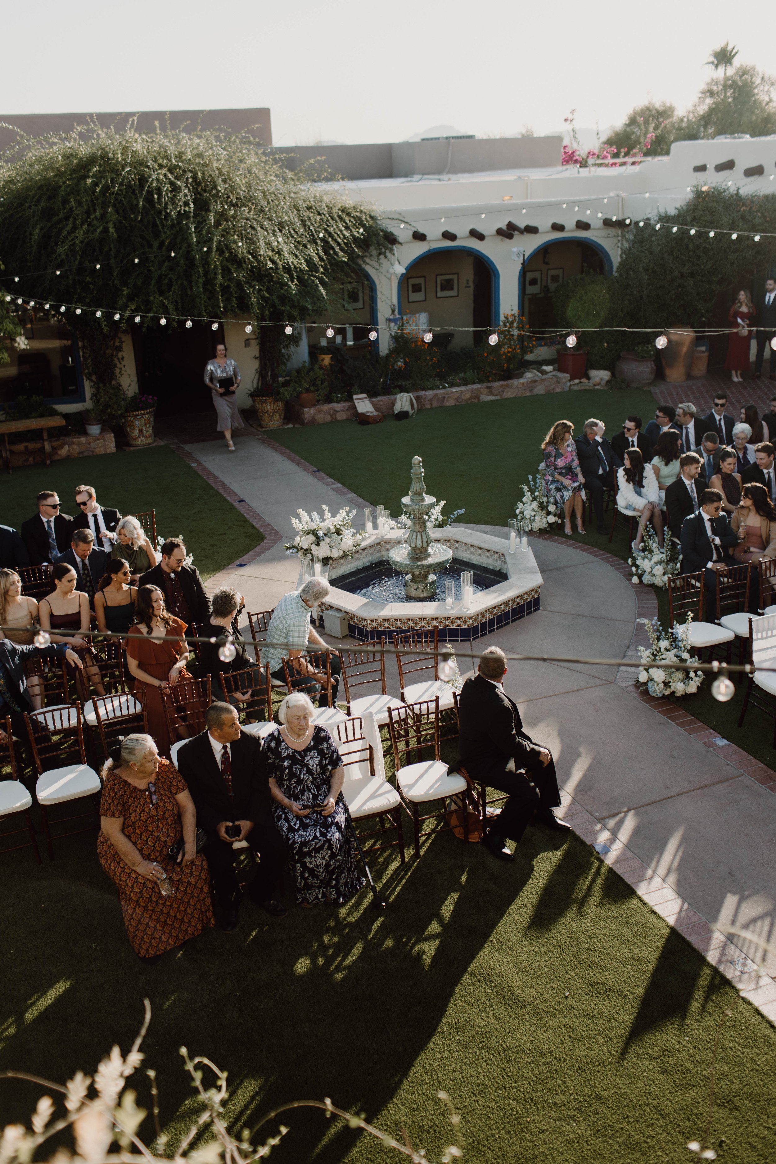 Arial view of the wedding ceremony - taking in the entire scene
