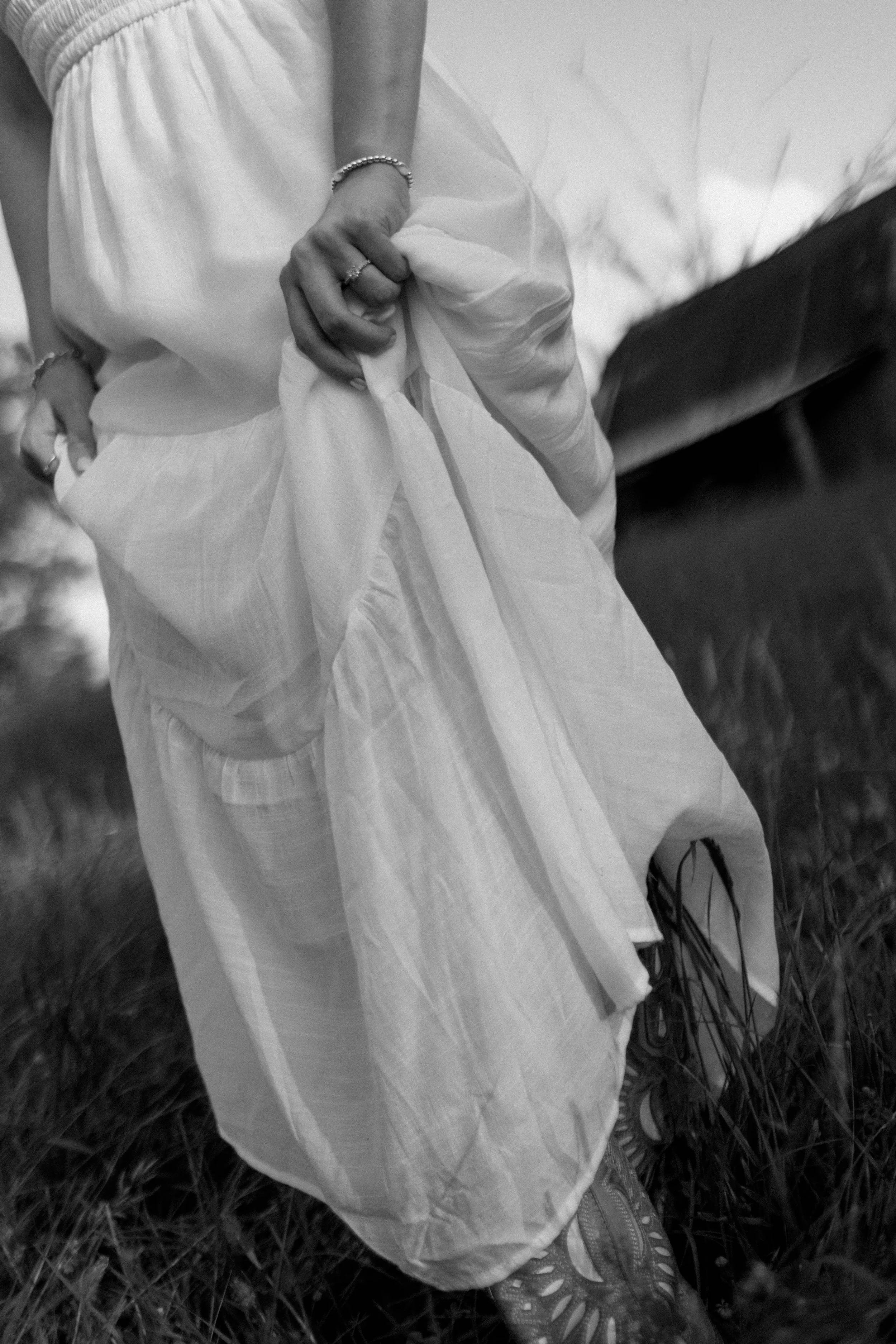 Engagement close up - emotional editorial framing. Countryside engagement session in East Texas.
