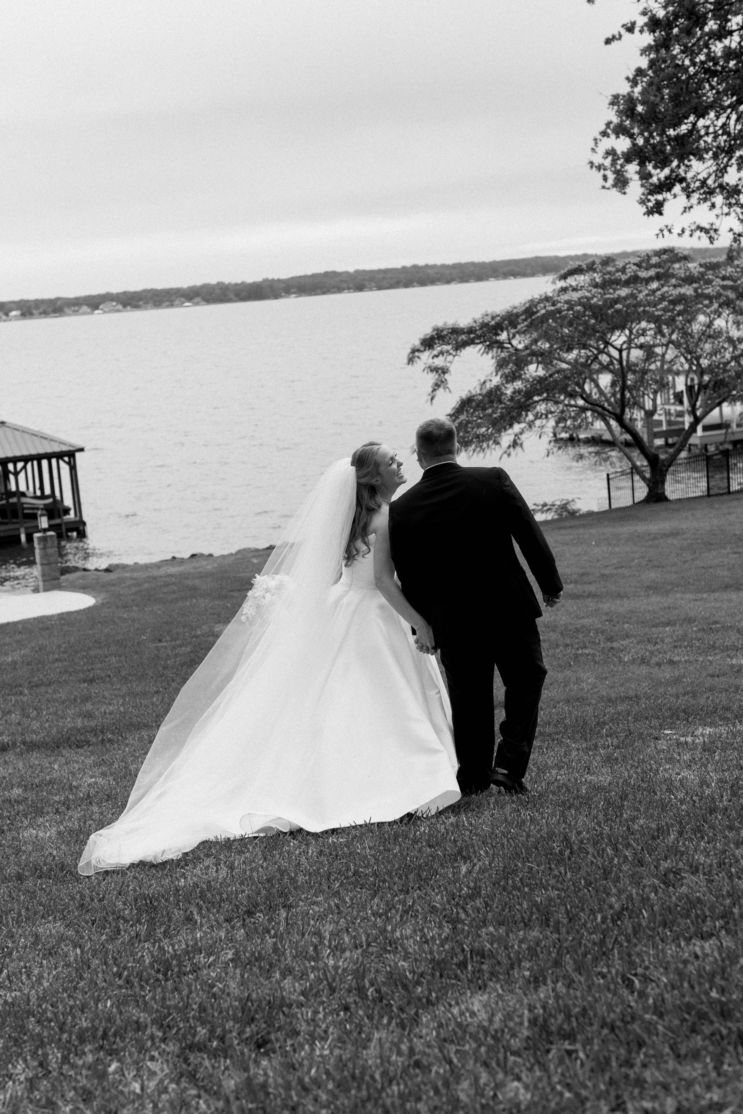 Tender moment between the bride and groom post-ceremony -- documentary style photography.
