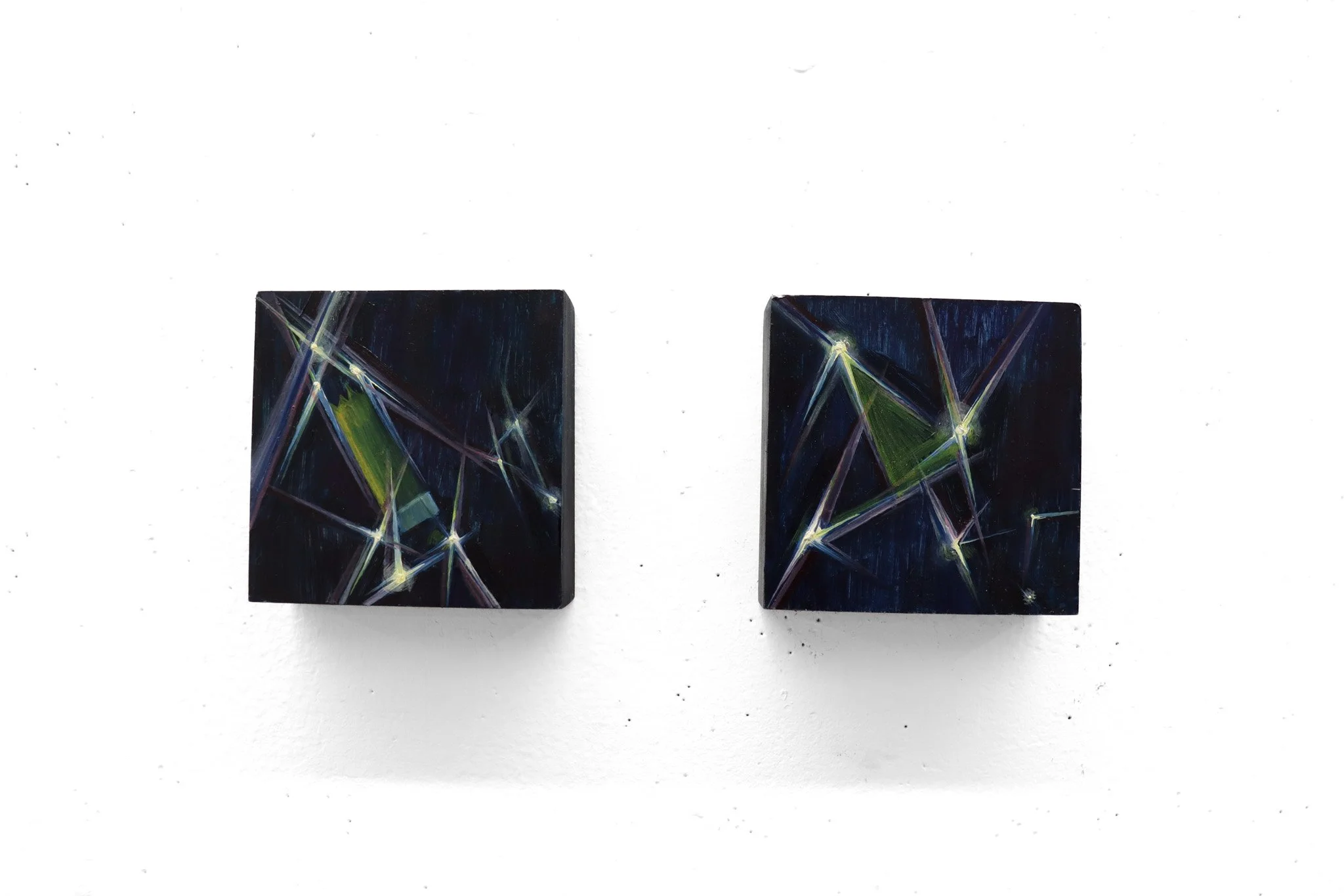 "Form Invention: Night Sky"
2025,
oil on panel,
6x6 in (set of 2)