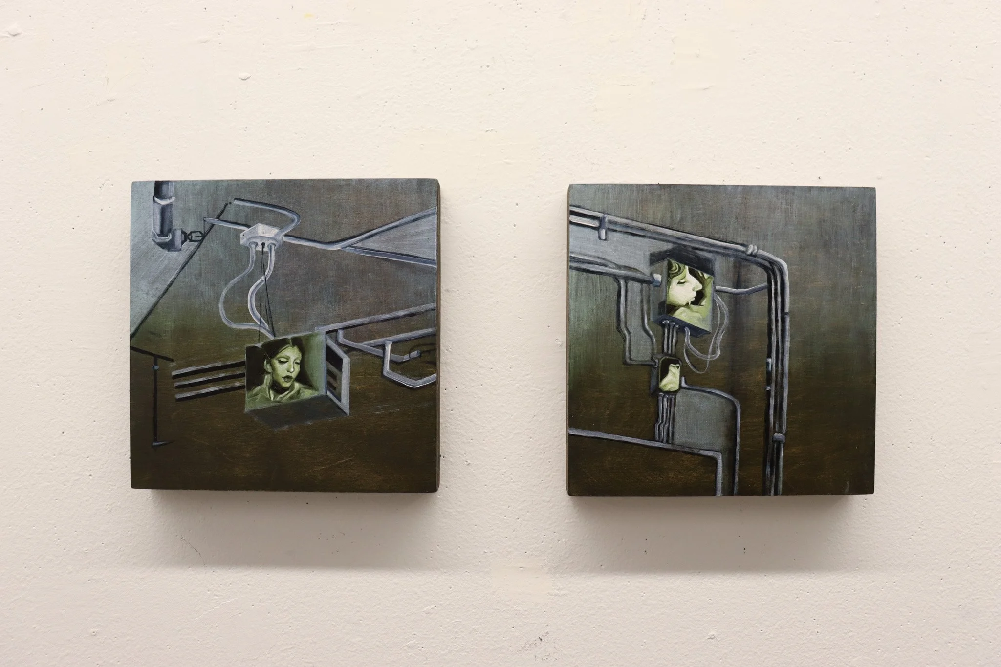 "6th Floor"
April 2025,
Oil on panel,
8x8 (each)