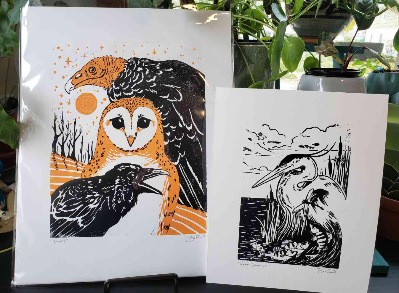 Linoleum block prints