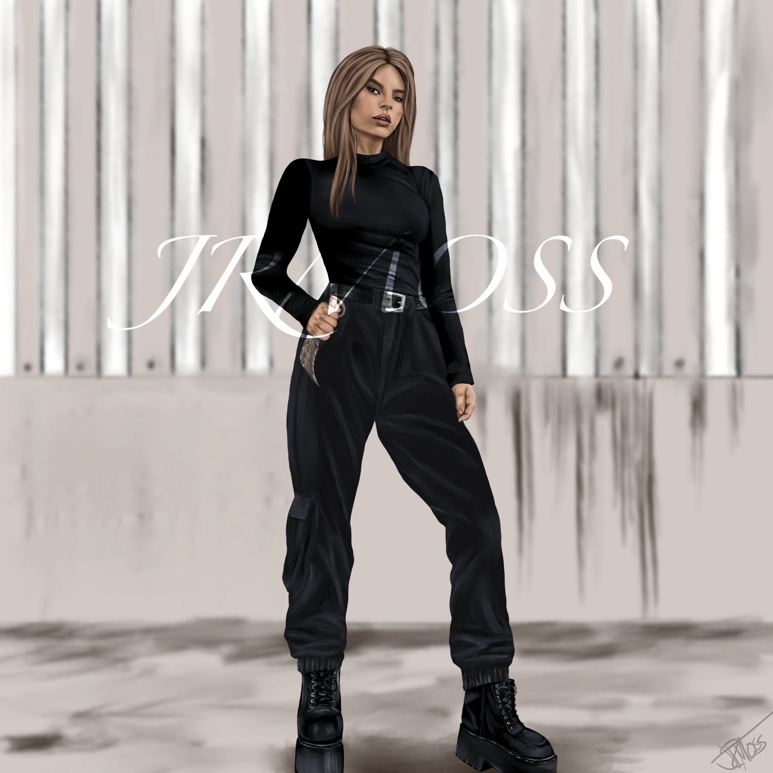Anastasia Sokolov (The Russian Princess) holding her Karambit in tactical gear. The Man is L’Uccisore. Artwork by J.R.Moss