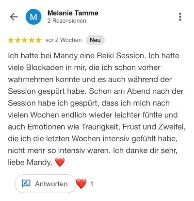 Reiki Review Melanie Tamme