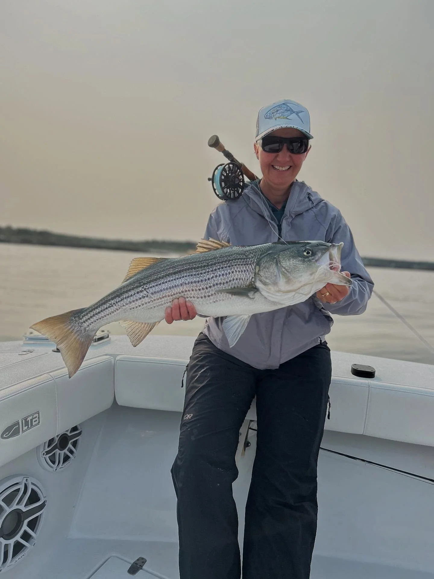 Stoked that Chris and Stephanie got to experience the chaos of stripers harassing large bunker schools. We fooled some, lost some and definitely got to look at plenty! The bite this day got progressively harder, and they got to see how the bass can g