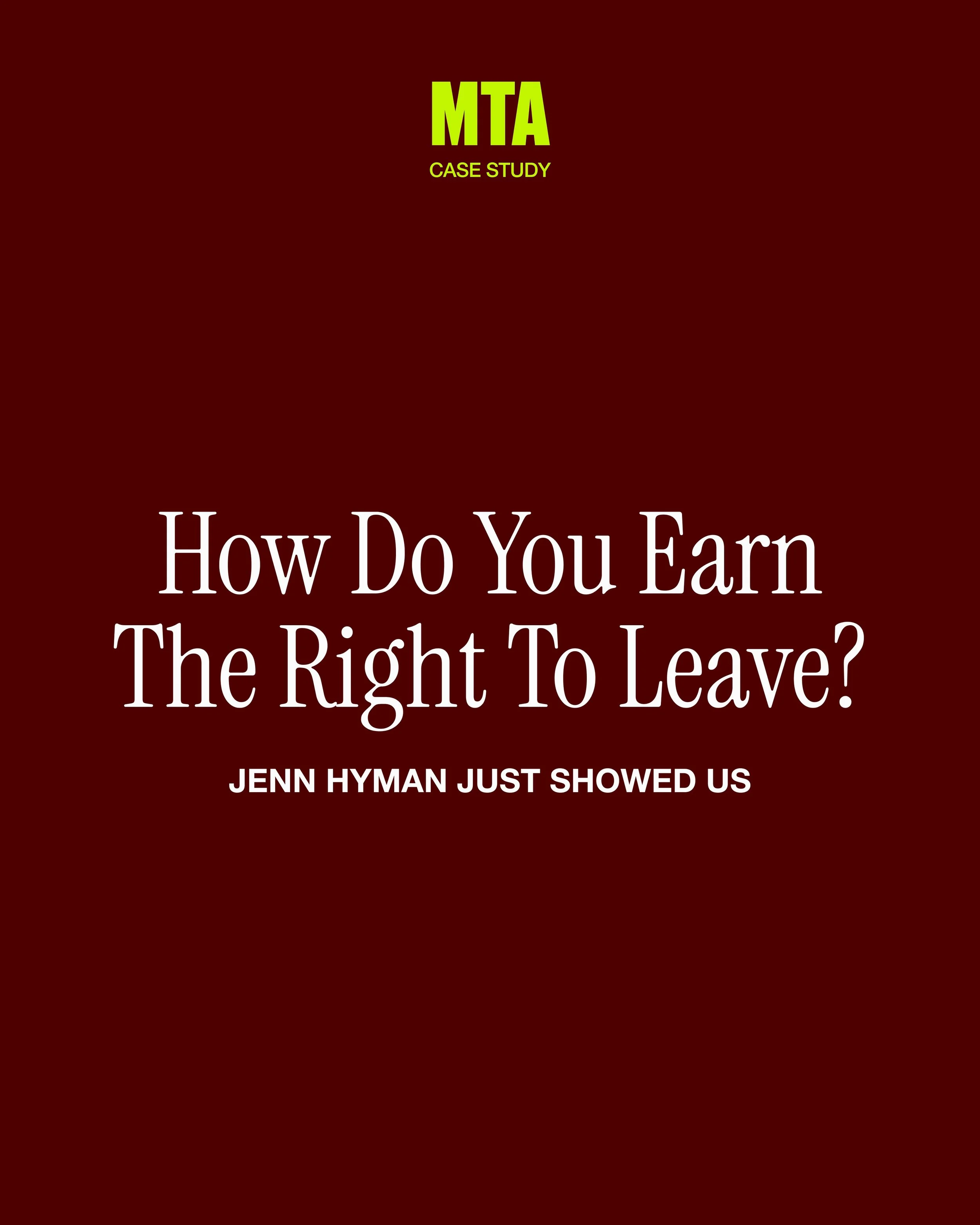 Jenn Hyman staying through the ugly middle deserves more respect than the launch story ever did. 

Follow @mutetheagency for more.
