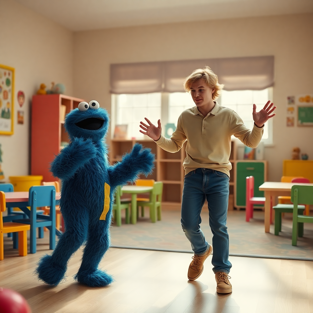 (Reflection, Fitness) Dance and Care: Ryan, Mitchell, and Cookie Monster’s Daycare Adventures