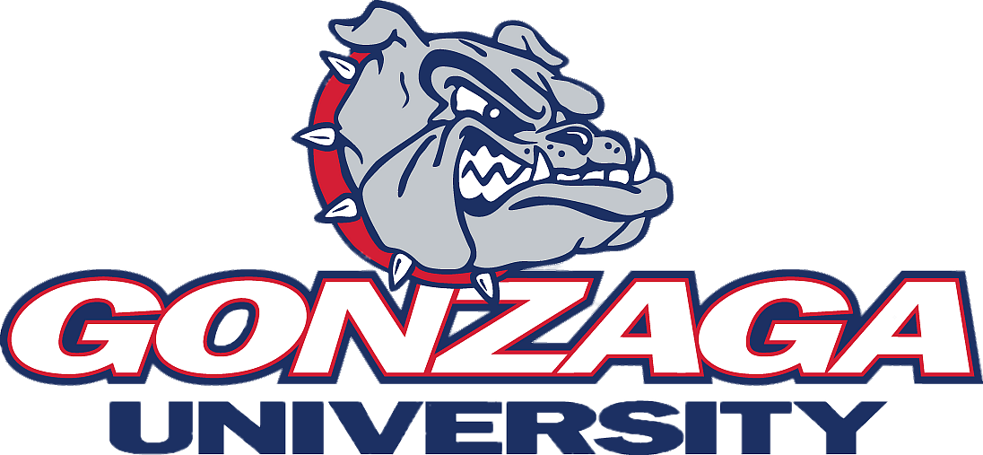 Gonzaga University logo featuring a fierce bulldog head with spiked collar and bold text