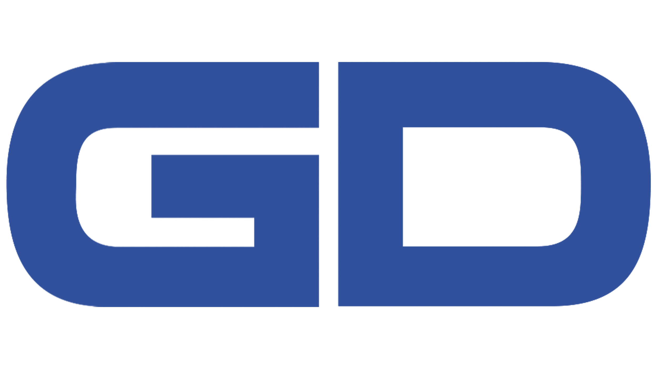 Large blue 'GD' logo on transparent background.