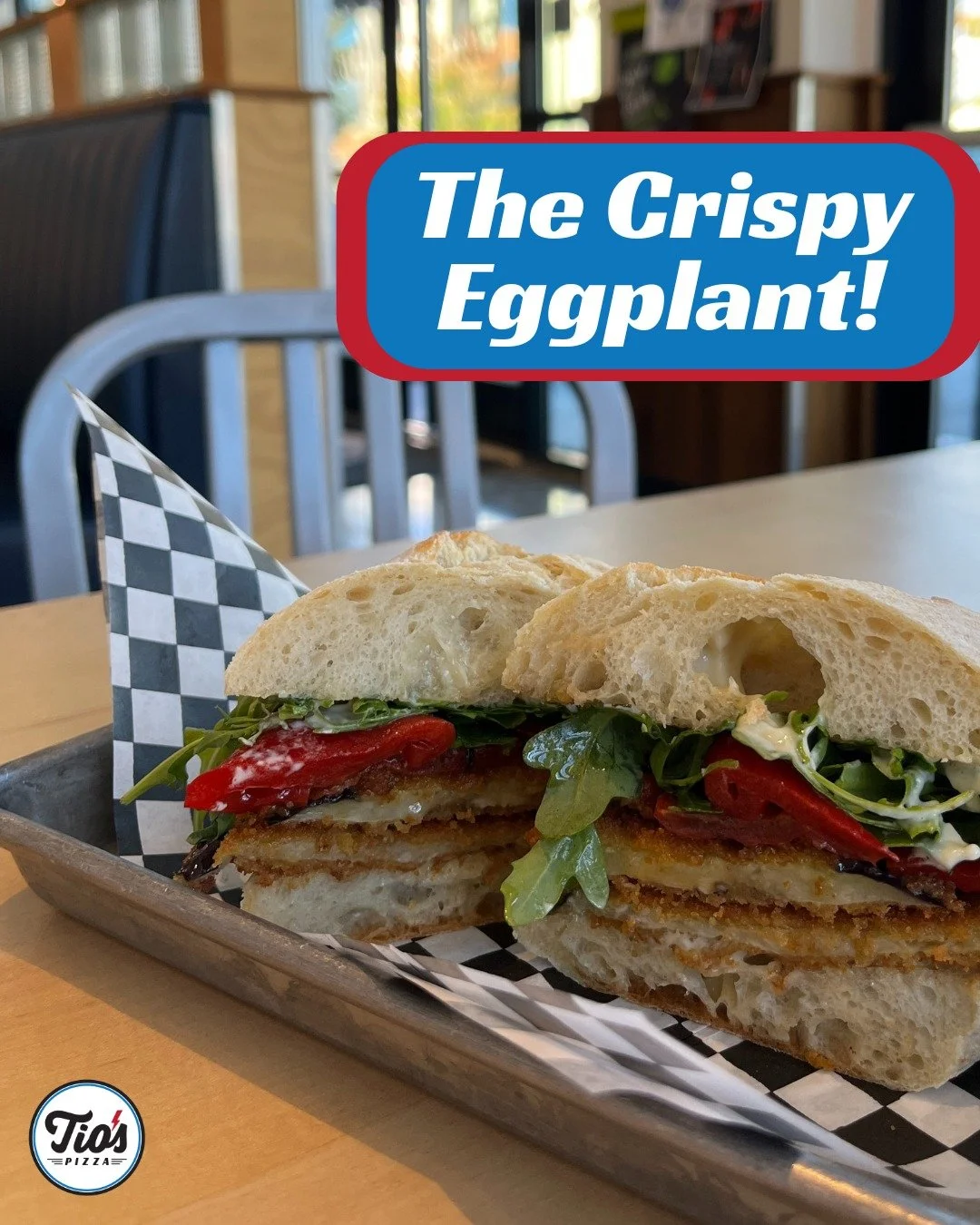 Meet The Crispy Eggplant - our newest handheld obsession. Golden breaded eggplant, tomato confit, roasted peppers, arugula, and garlic aioli stacked on toasted ciabatta. It’s crispy, savory, and a little bit irresistible!
#tiospizzachico #food