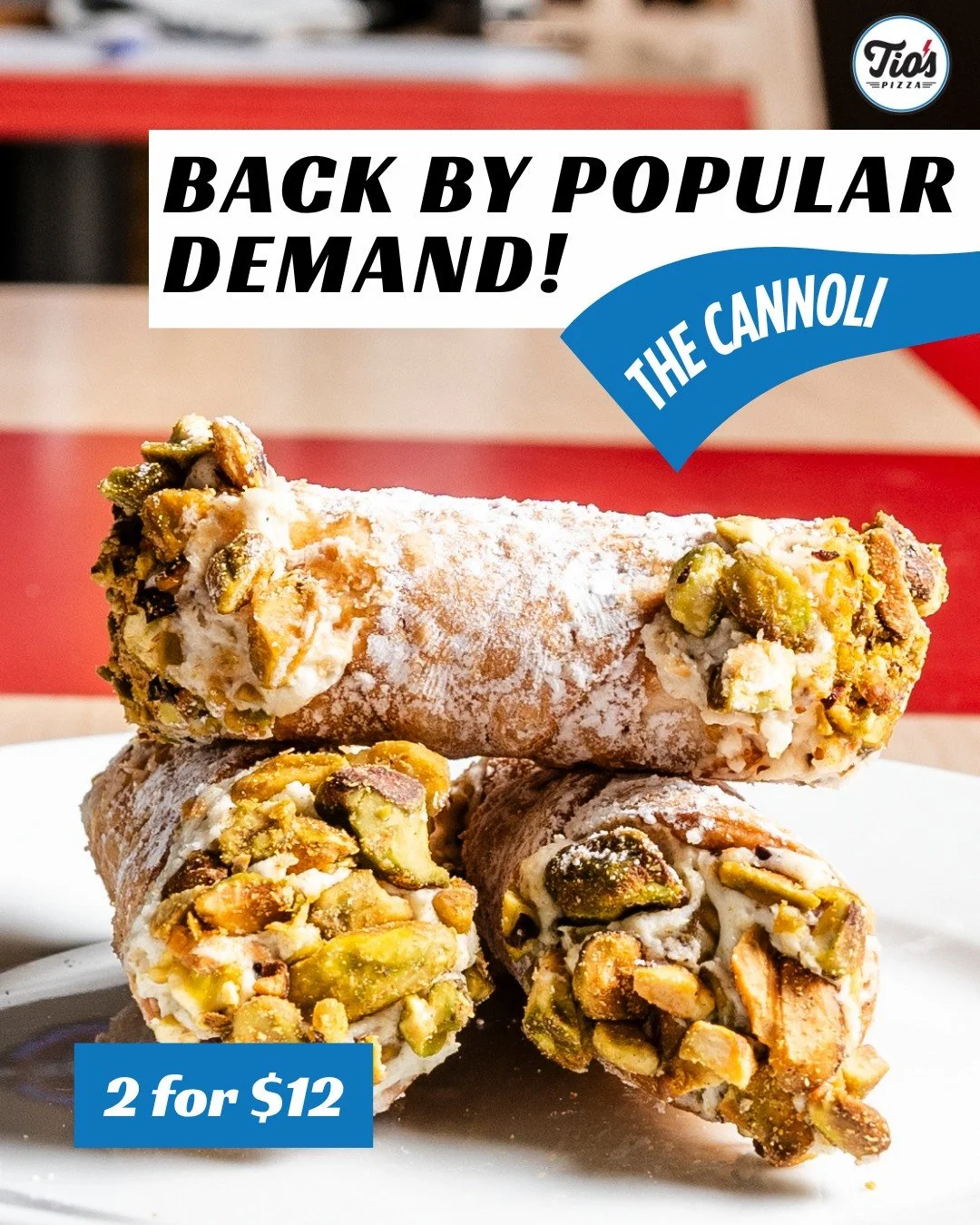 Cannoli good news - we’re bringing them back! They're officially back on the menu, and we’re pretty darn excited about it! ๐๐ผ
#tiospizzachico #cannoli #pizza #foodiesofchico #sweettreat