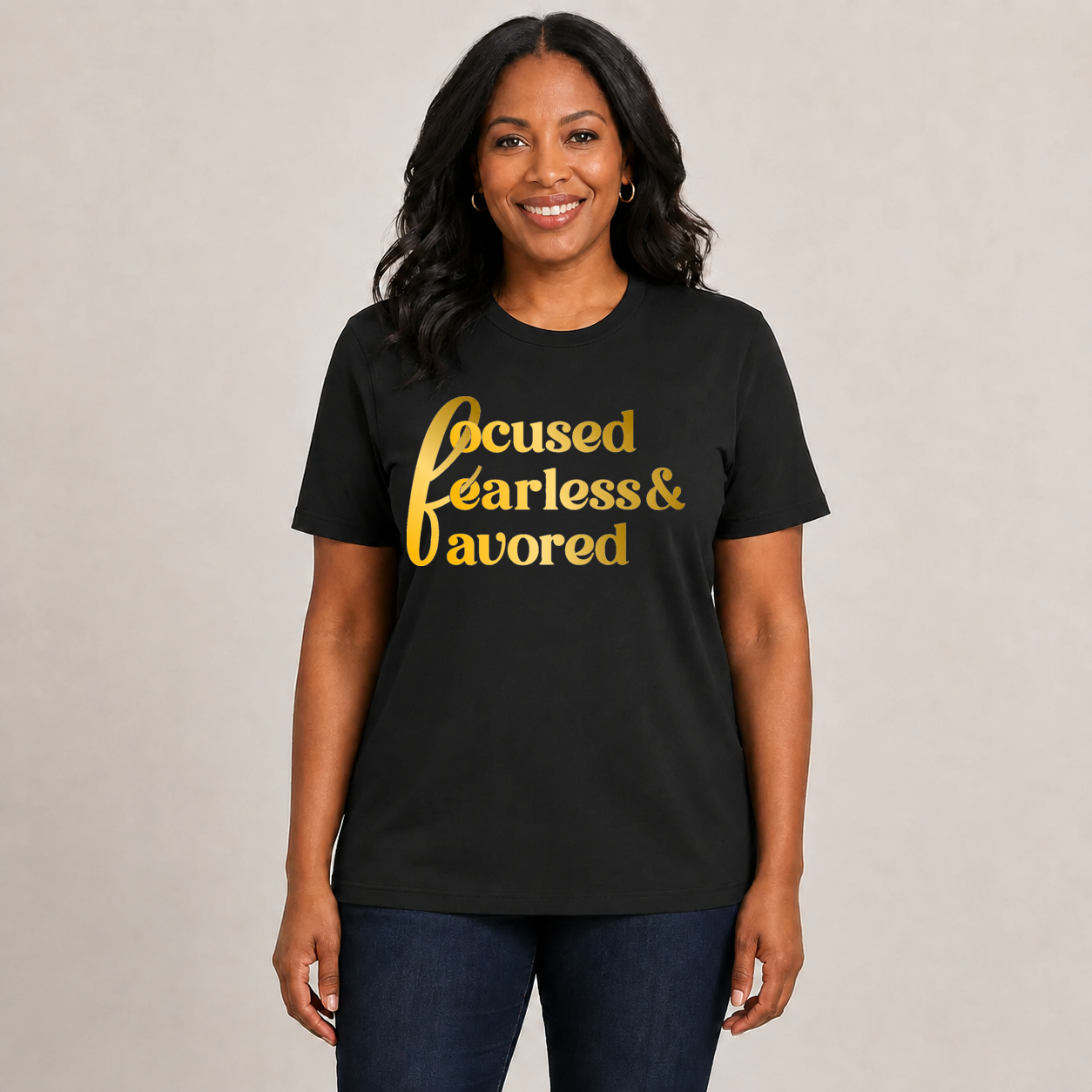 Focused, Fearless & Favored Unisex T-Shirt — Signature Font