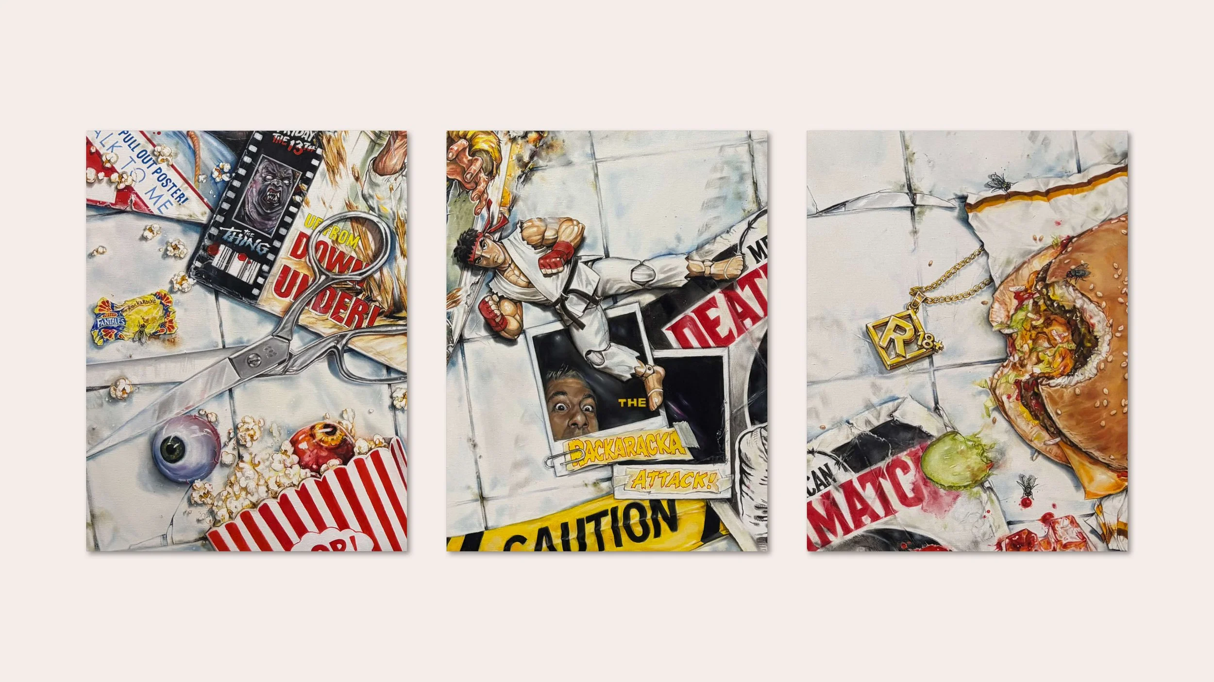 RackaRacka (Attack!), 2026 (details). Oil on canvas, 115 x 167cm